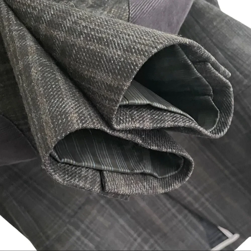 COPPLEY Wool Plaid Blazer Jacket Corduroy Elbow Patches Blue 42L